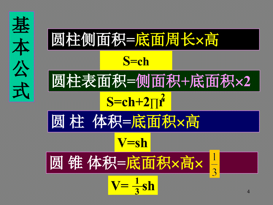 新人教版六年级数学下册圆柱和圆锥的整理与复习PPT精选文档_第4页