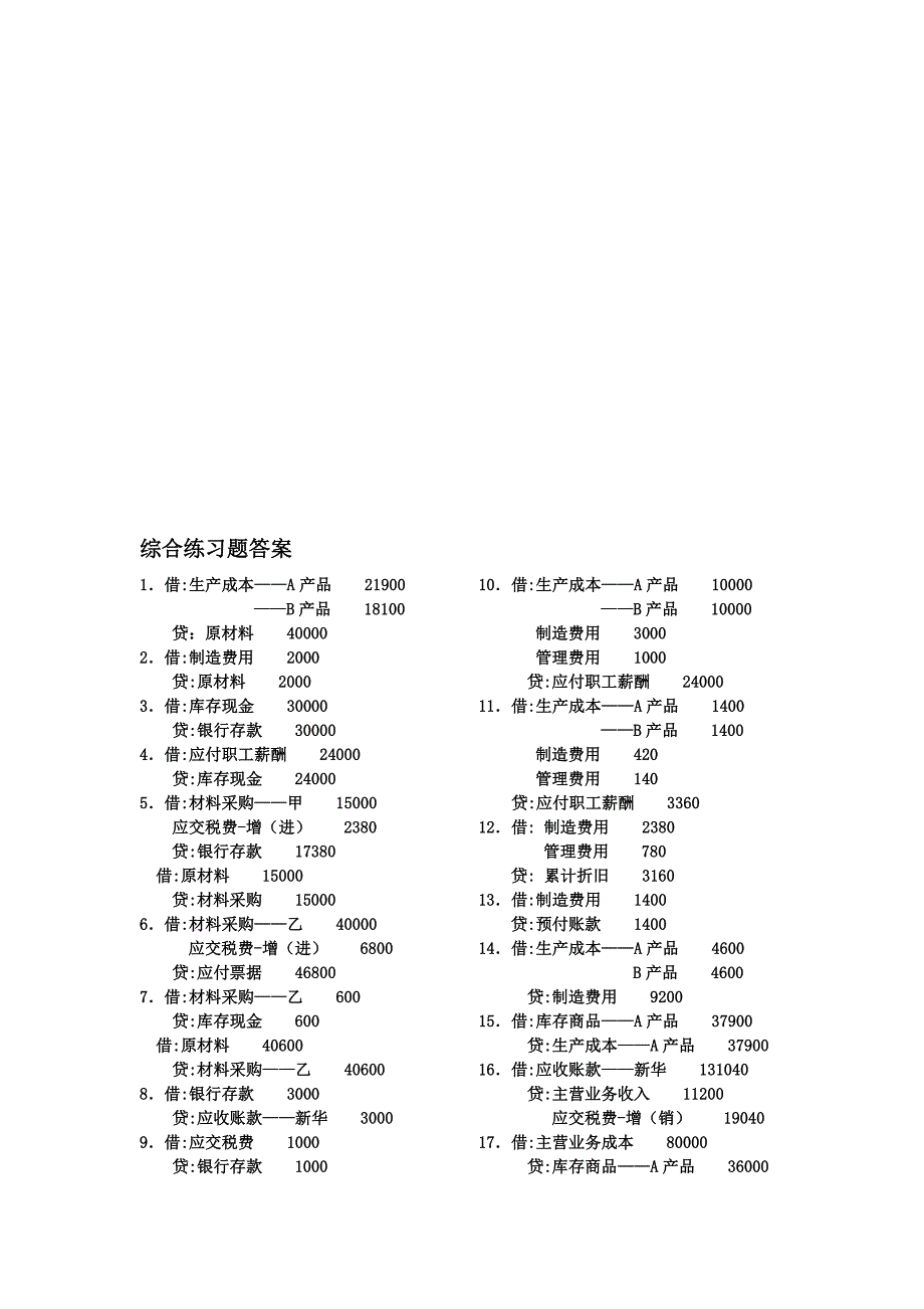 初级财务会计综合题答案_第1页