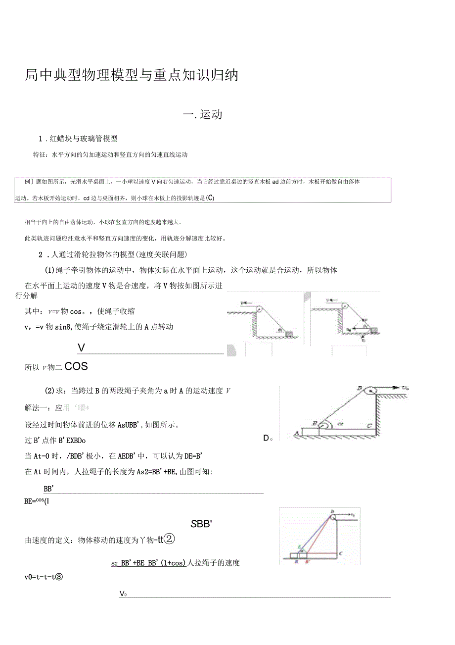 高一必修二典型物理模型与知识点归纳_第1页