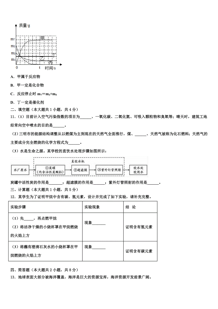 山东省潍坊市安丘市2022年化学九上期末质量检测试题含解析.doc_第3页