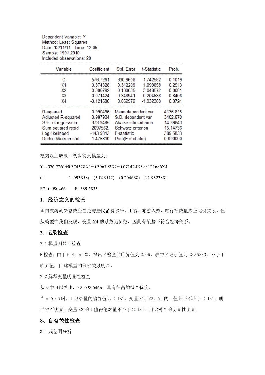 国内旅游总花费的计量经济学分析_第4页