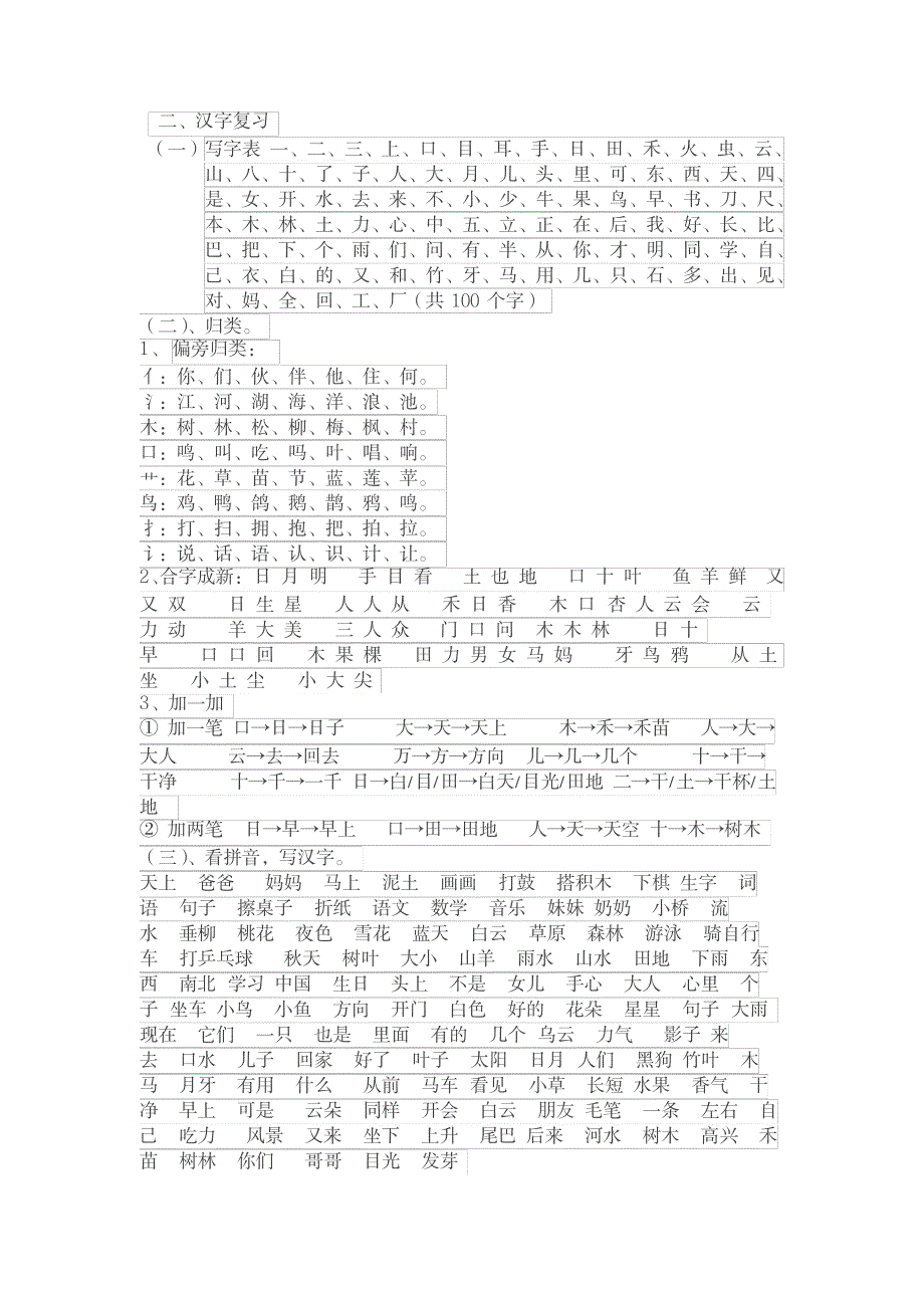 2023年新人教版一年级上册语文教学复习最全面精品资料_第2页