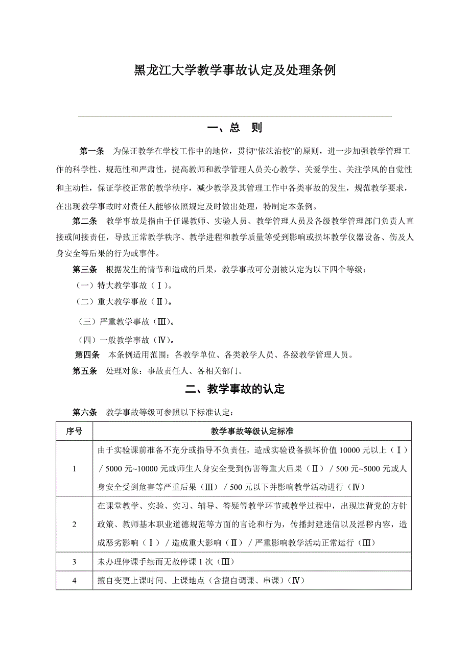 黑龙江大学教学事故条例_第1页