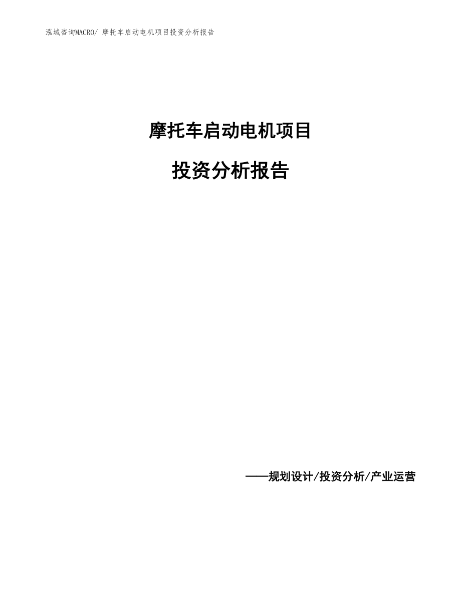 摩托车启动电机项目投资分析报告_第1页