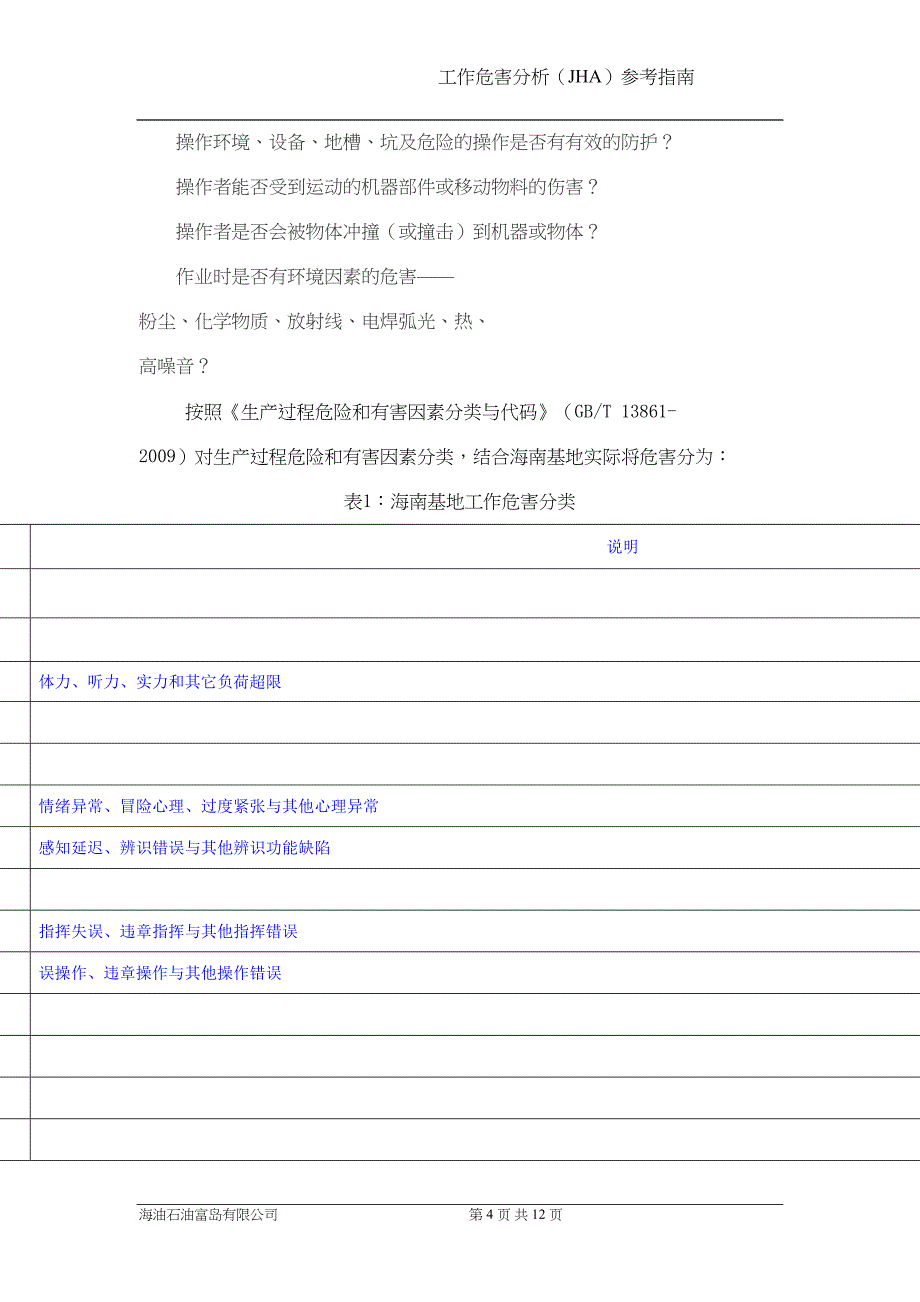 工作危害分析(JHA)参考指南(DOC 12页)_第4页