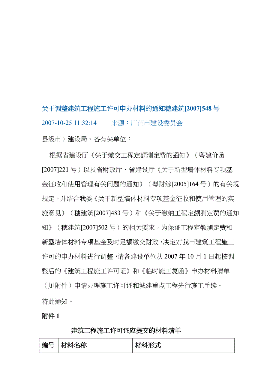 工程施工许可证应提交的材料清单cpcm_第1页