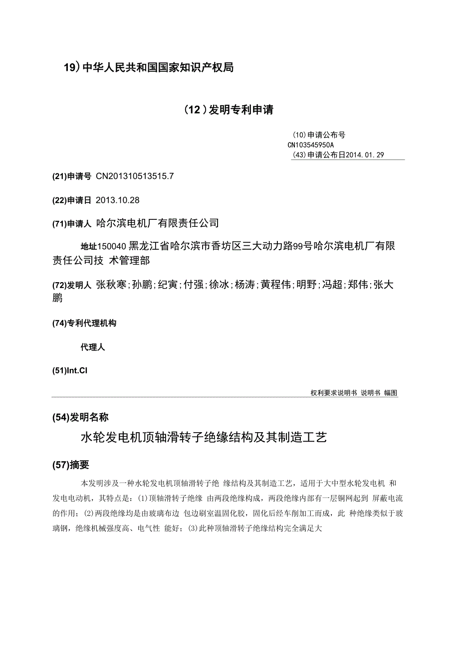 水轮发电机顶轴滑转子绝缘结构及其制造工艺_第1页