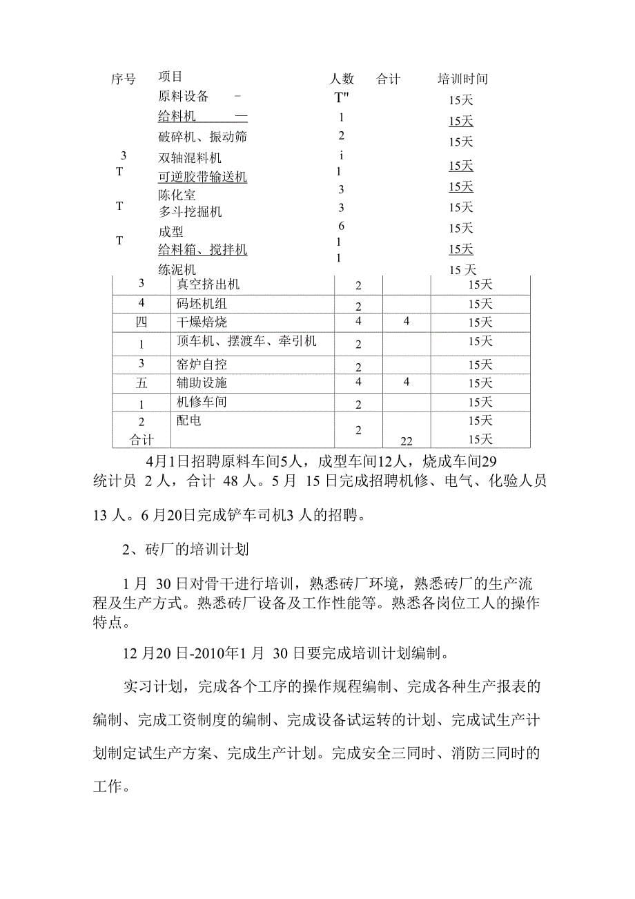 砖厂建设及投产准备计划安排_第5页