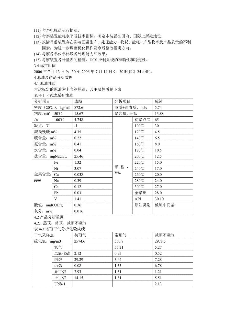 1000万吨常减压装置标定报告常减压装置标定核算报告_第5页