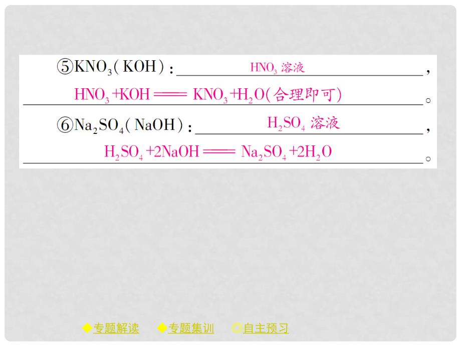 九年级化学下册 专题特训 复分解反应的应用（二）习题课件 （新版）新人教版_第3页