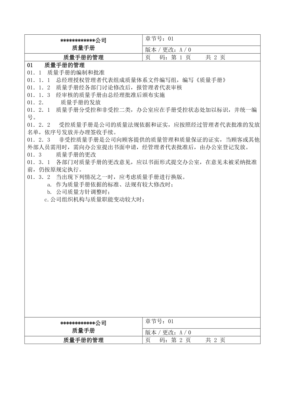 上海装饰工程有限公司质量管理手册_第2页