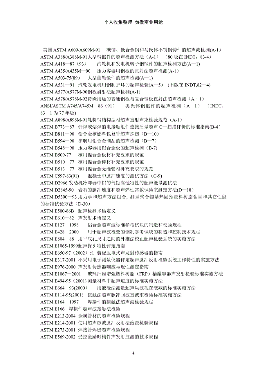 国外主要无损检测标准题录超声检测_第4页