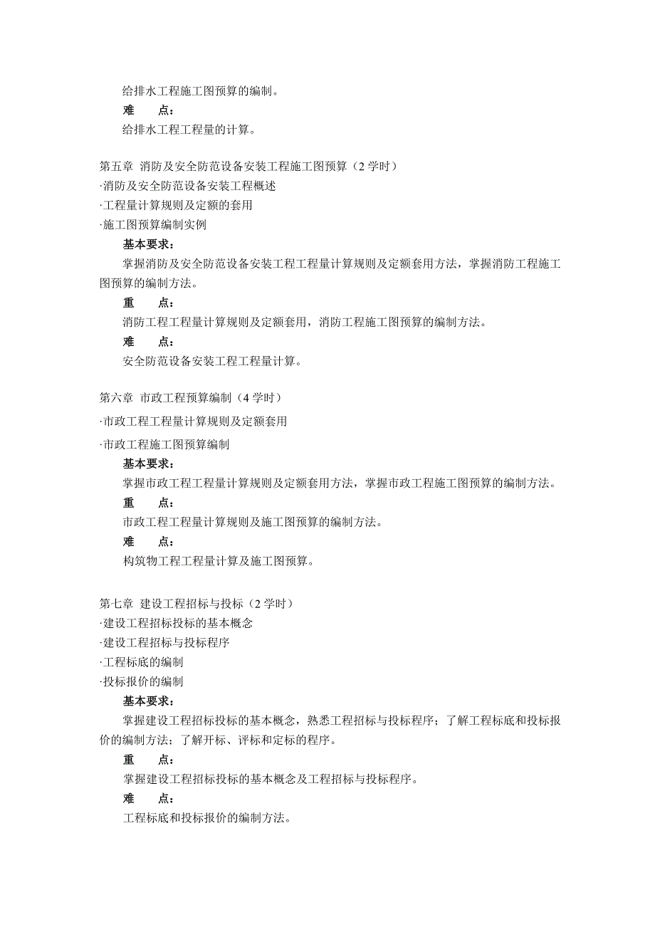 市政工程造价基础课程教学大纲_第3页