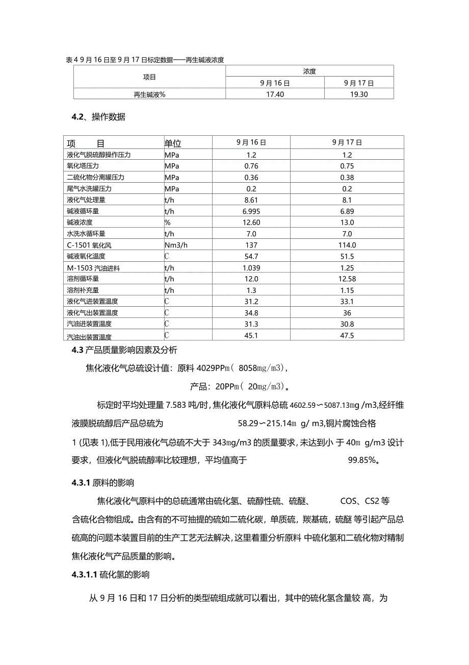 焦化液化气纤维液膜脱硫醇装置生产运行分析_第5页