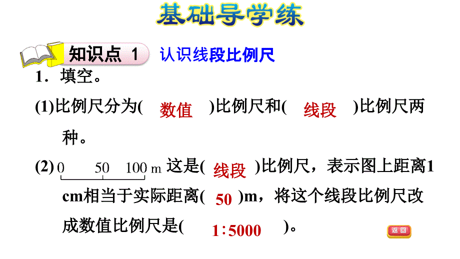 六年级上册数学习题课件第六单元课时线段比例尺E38080冀教版共9张PPT_第3页