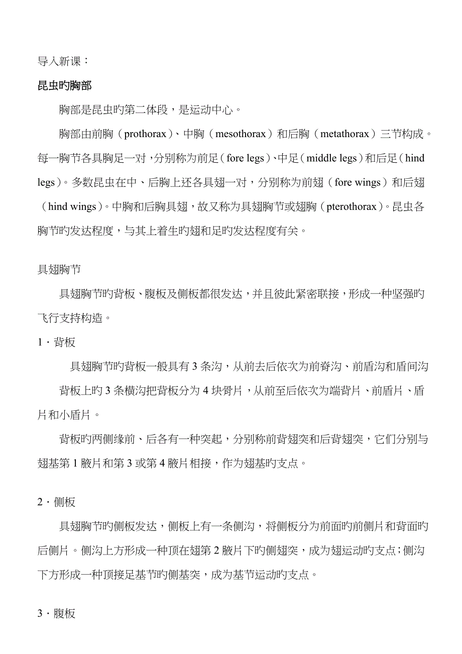 昆虫的外部形态(胸、腹、体壁)-教案_第3页