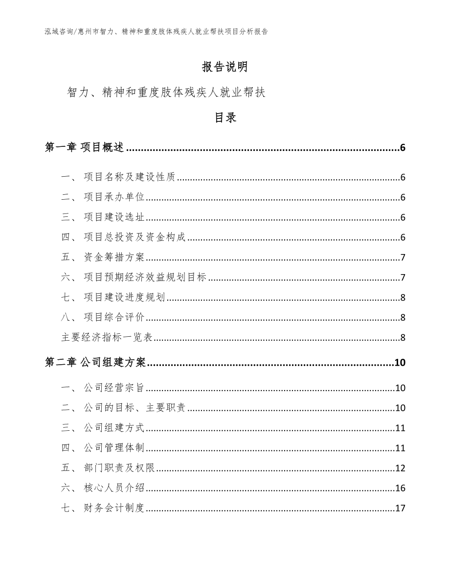 惠州市智力、精神和重度肢体残疾人就业帮扶项目分析报告_第1页