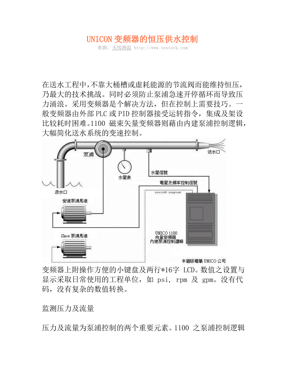 UNICON变频器的恒压供水控制_第1页