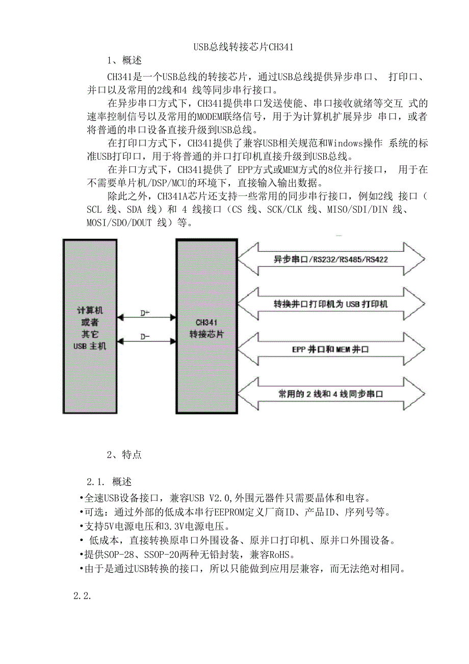USB 总线转接芯片CH341_第1页
