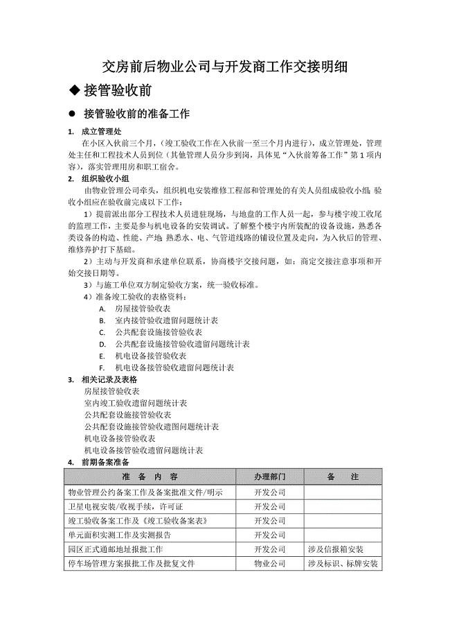 交房前后物业公司与开发商工作交接明细.docx