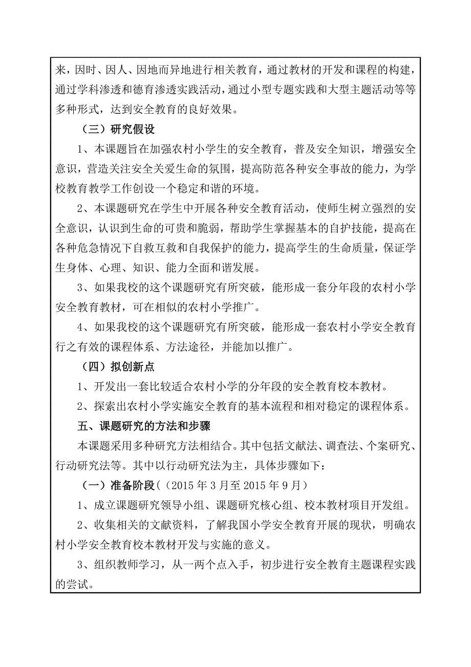 《农村小学有效安全教育校本课程实施策略研究》重庆市教育科学规划课题设计论证活页.doc_第5页