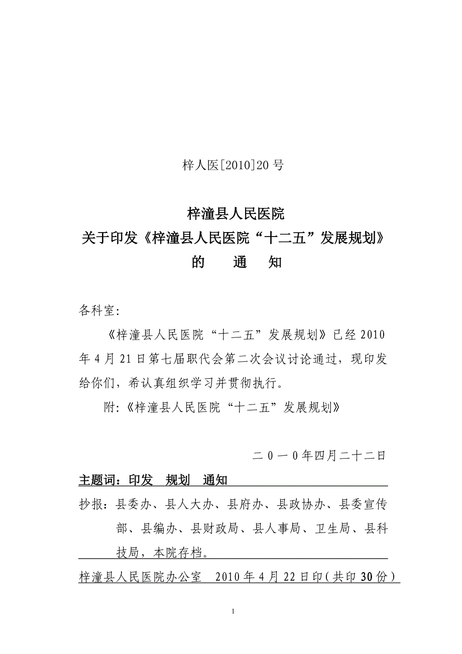 梓潼县人民医院五年发展规划_第1页