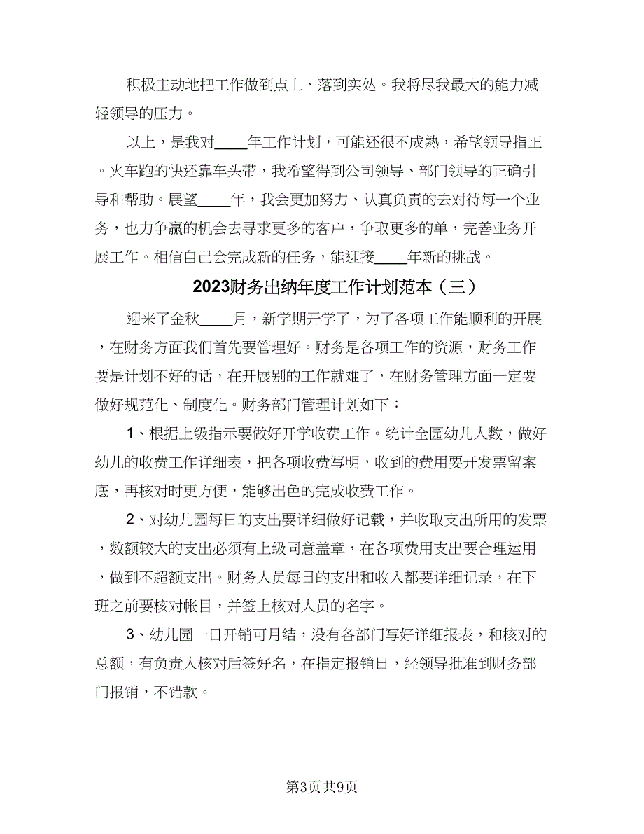 2023财务出纳年度工作计划范本（五篇）.doc_第3页