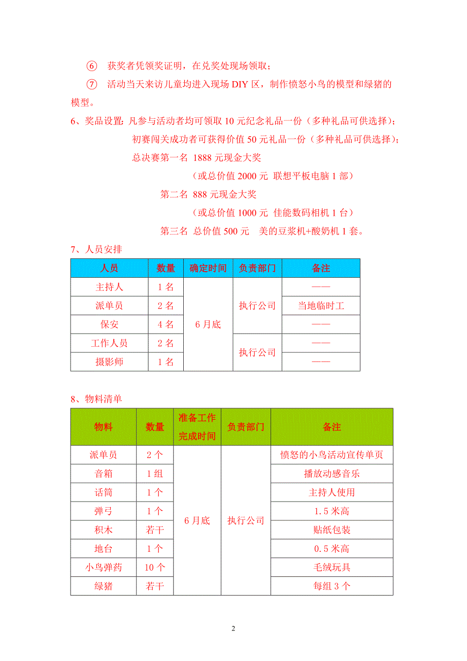 【愤怒的小鸟】活动执行策划方案_第2页