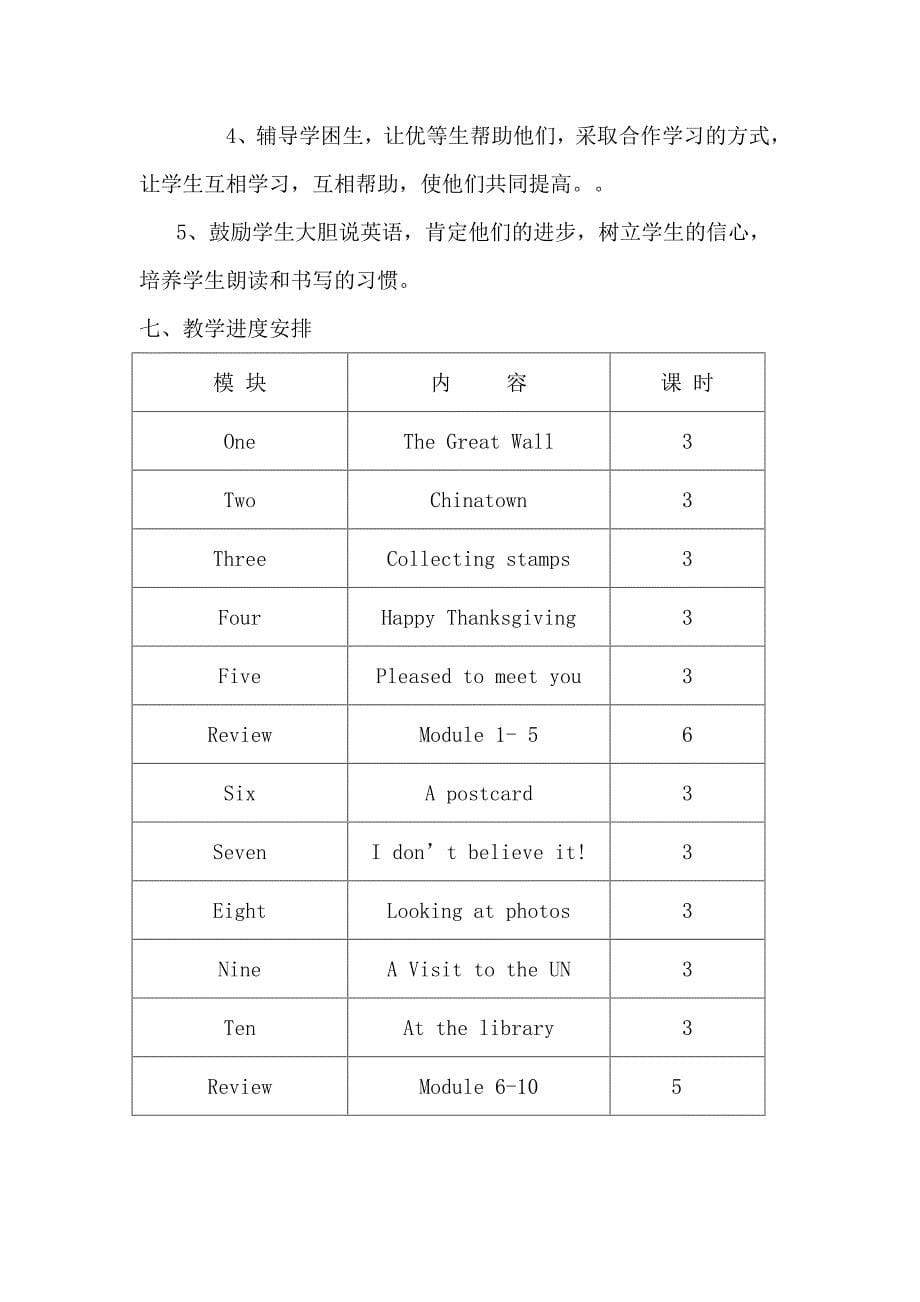 六年级上册英语教学工作计划_第5页