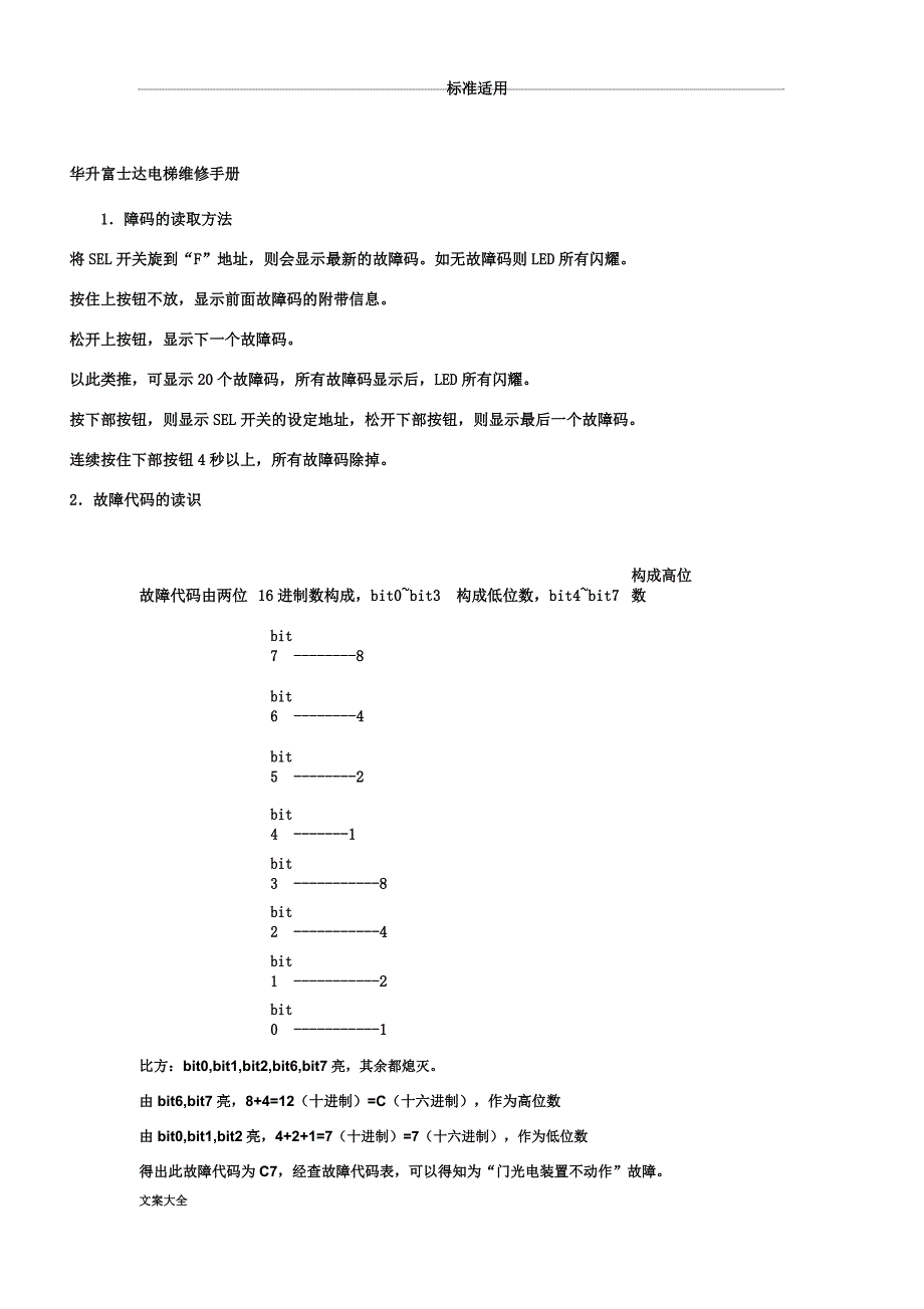 华升富士达电梯维修故障码.docx_第1页