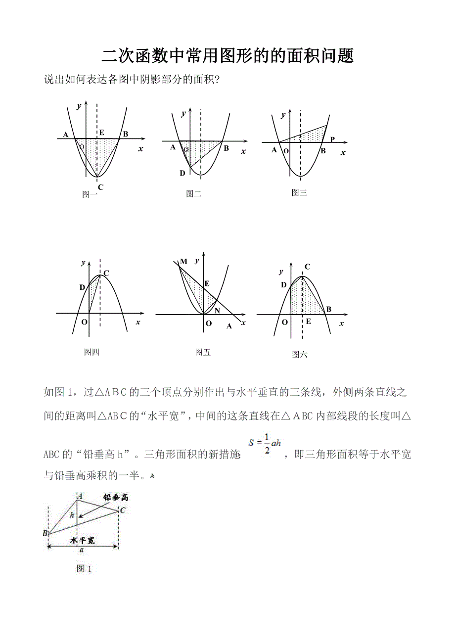 二次函数中常见图形的的面积问题_第1页