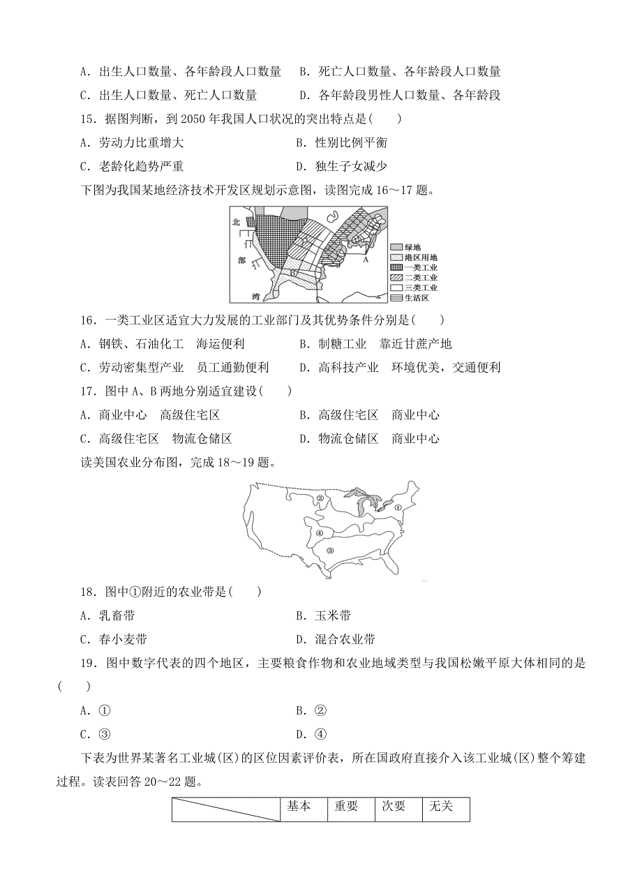 新版山东省桓台第二中学高三12月摸底考试地理试题及答案_第4页