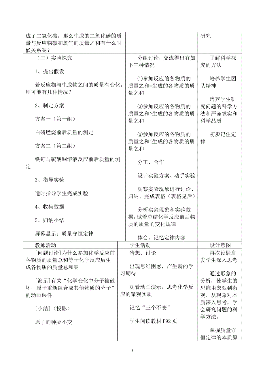 《质量守恒定律》教学设计_第3页