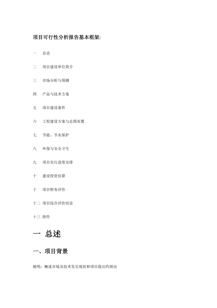 专项项目可行性分析报告基本框架_第1页