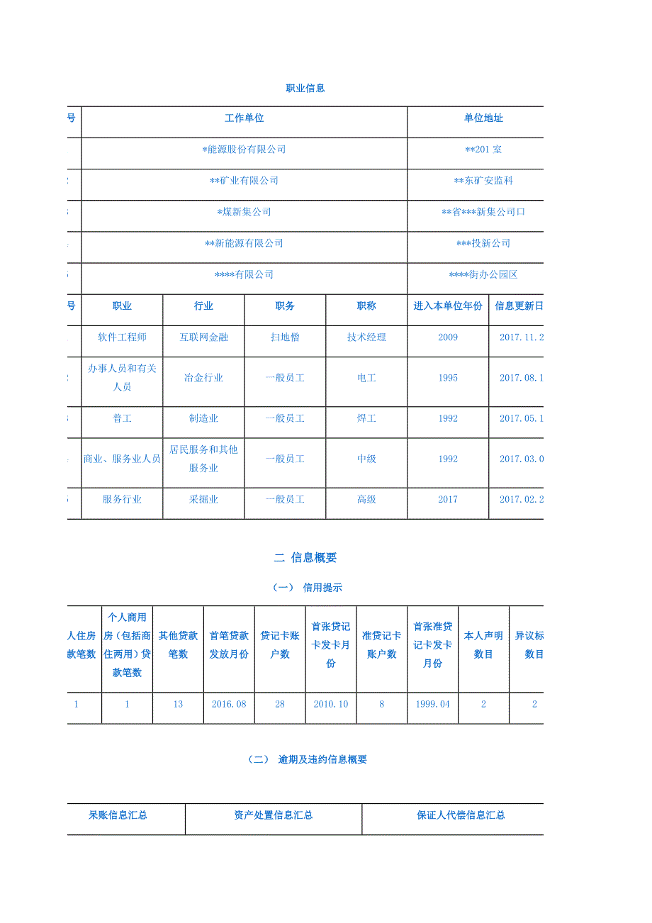 2019银行征信(银行版)个人报告样本.doc_第2页