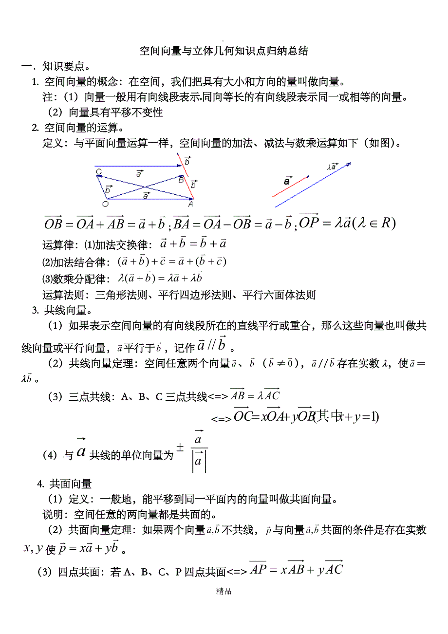 空间向量知识点归纳总结(经典)_第1页