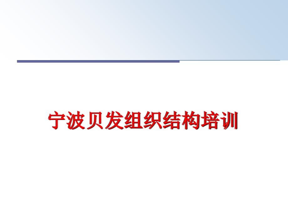 最新宁波贝发组织结构培训PPT课件_第1页