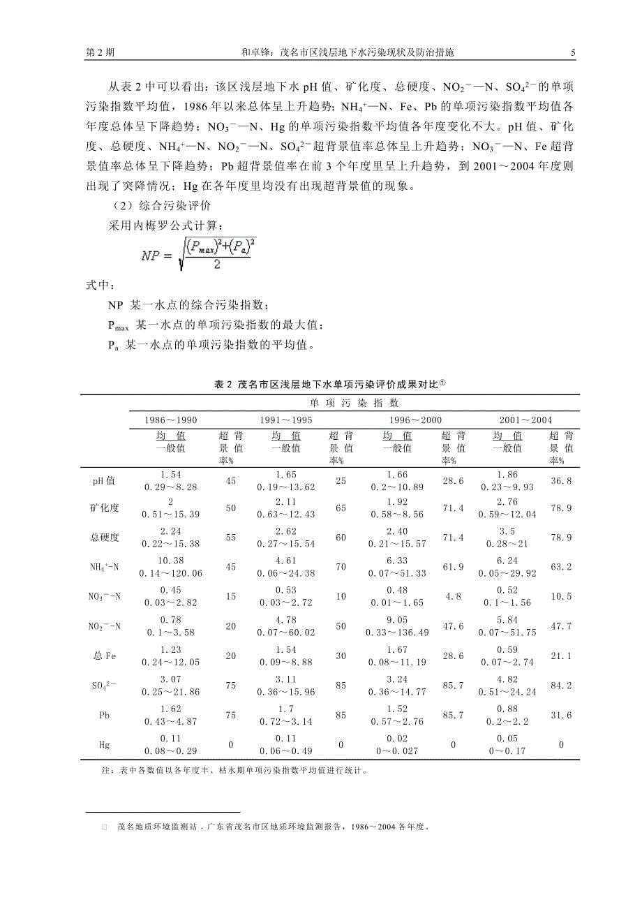 茂名市区浅层地下水污染现状及防治措施_第5页