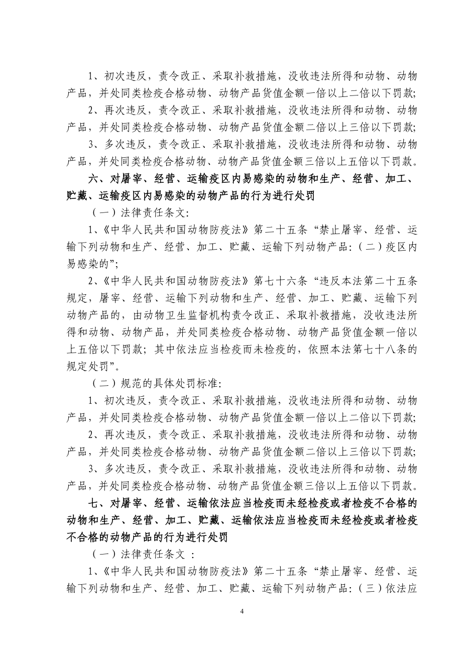 西双版纳州农业行政处罚自由裁量权规范标准_第4页