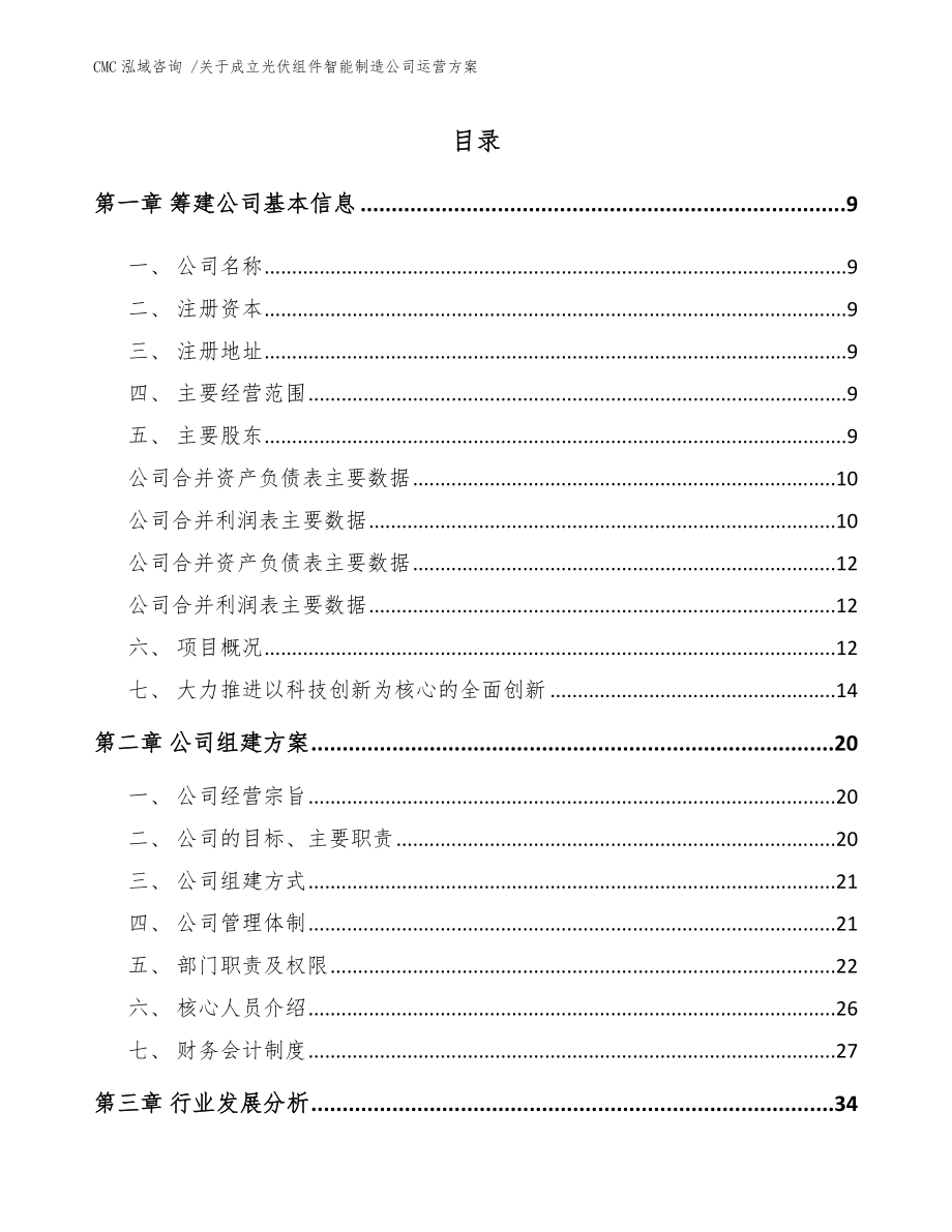 关于成立光伏组件智能制造公司运营方案-（参考范文）_第2页