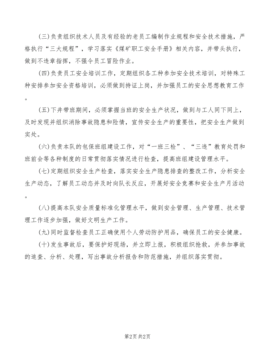 2022年运输队副队长安全生产责任制_第2页