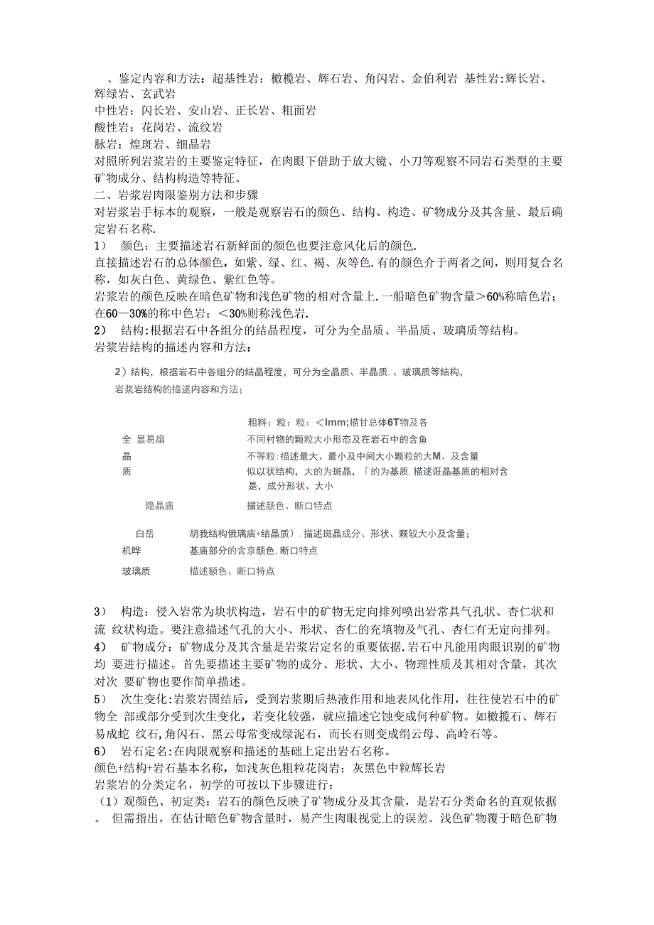 岩浆岩肉眼鉴定方法_第1页