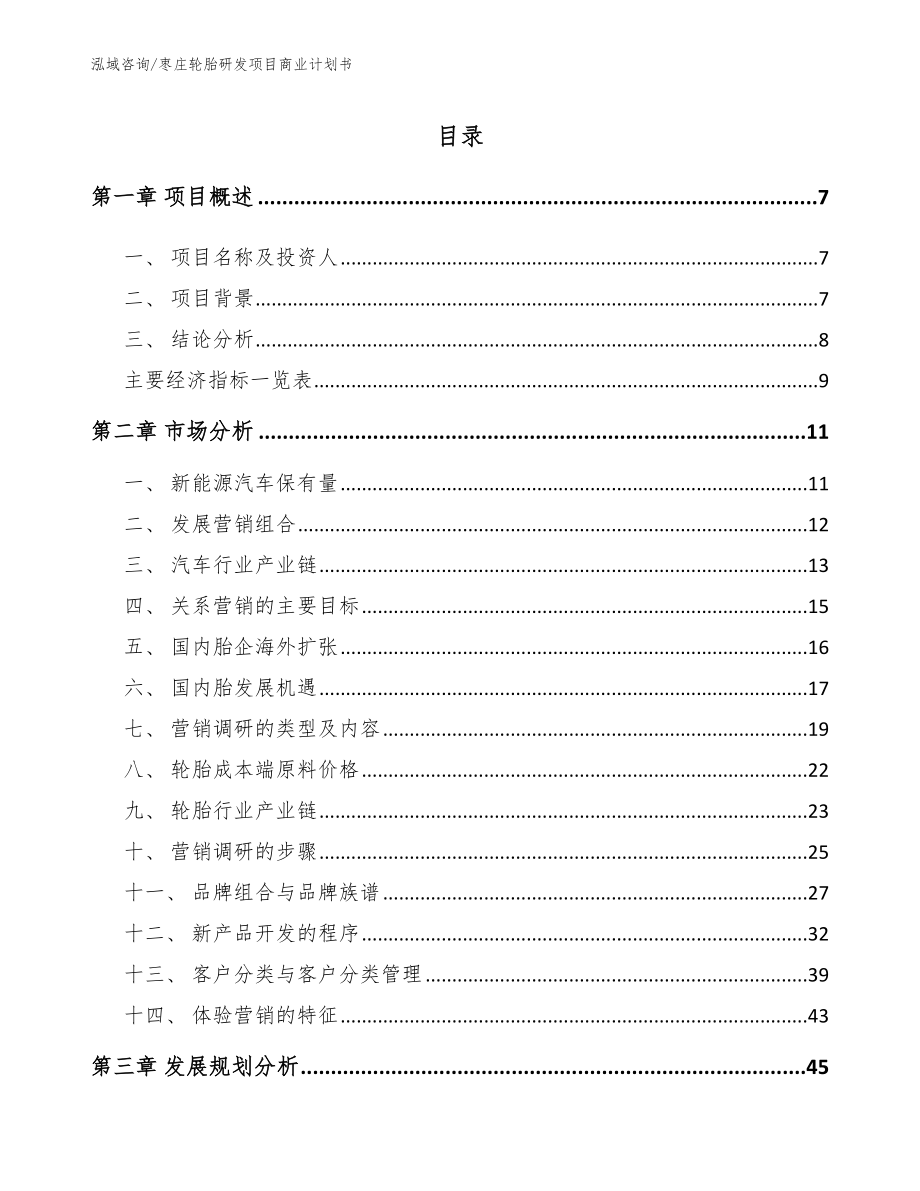 枣庄轮胎研发项目商业计划书模板范本_第1页