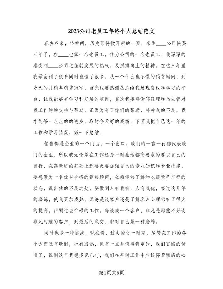 2023公司老员工年终个人总结范文（二篇）.doc