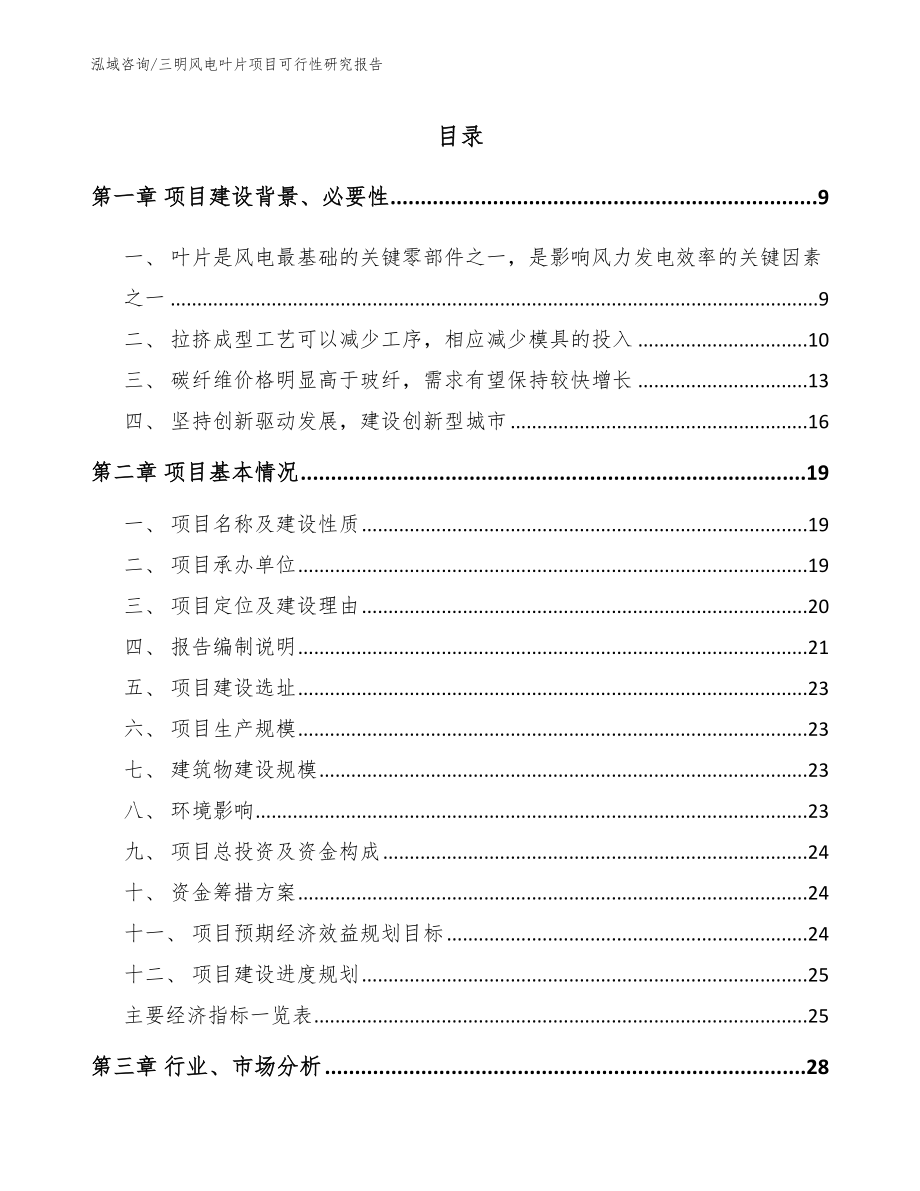 三明风电叶片项目可行性研究报告参考模板_第1页