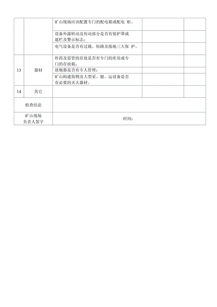 非煤矿山安全生产检查表_第4页