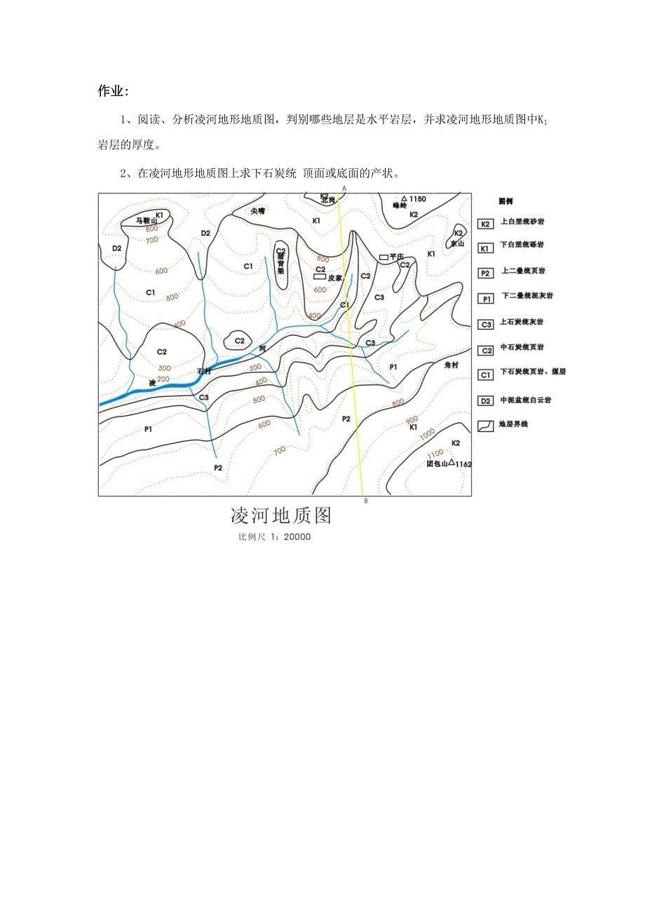 实习1 读水平岩层地质图、确定岩层产状.doc_第5页