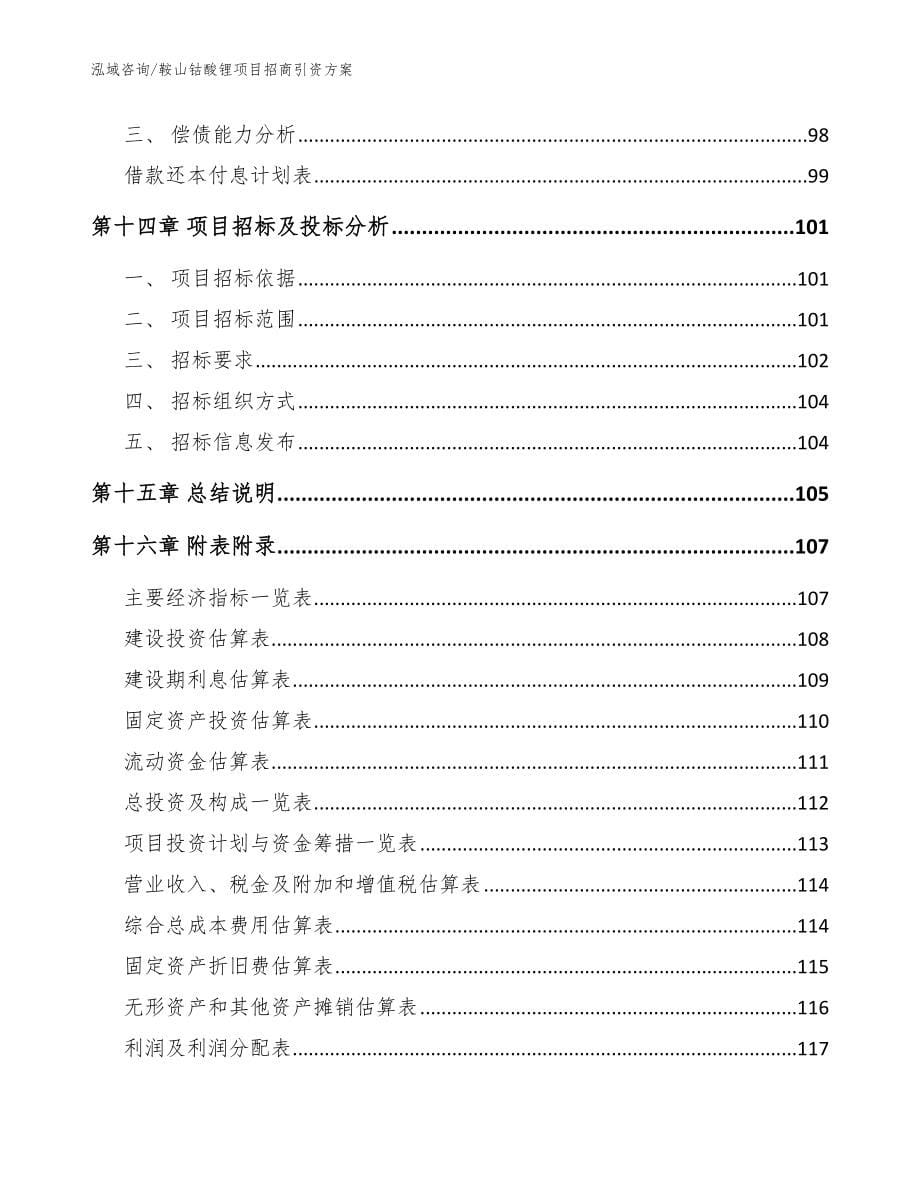 鞍山钴酸锂项目招商引资方案参考范文_第5页