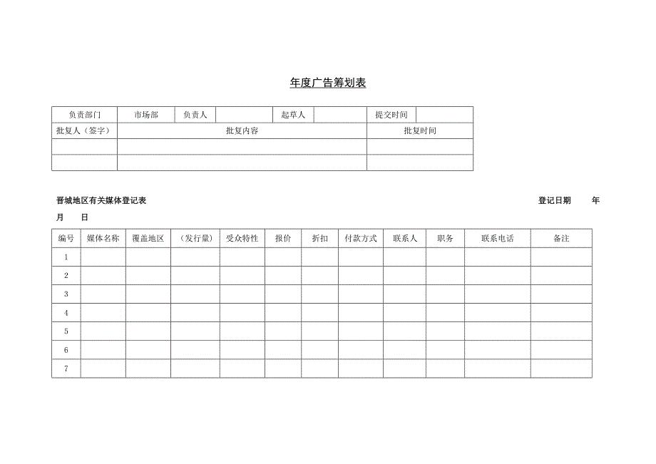 年度广告计划表