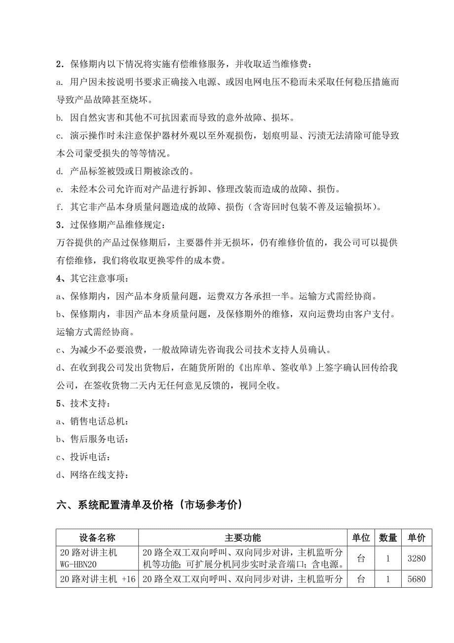 监仓对讲系统方案及配置清单_第5页